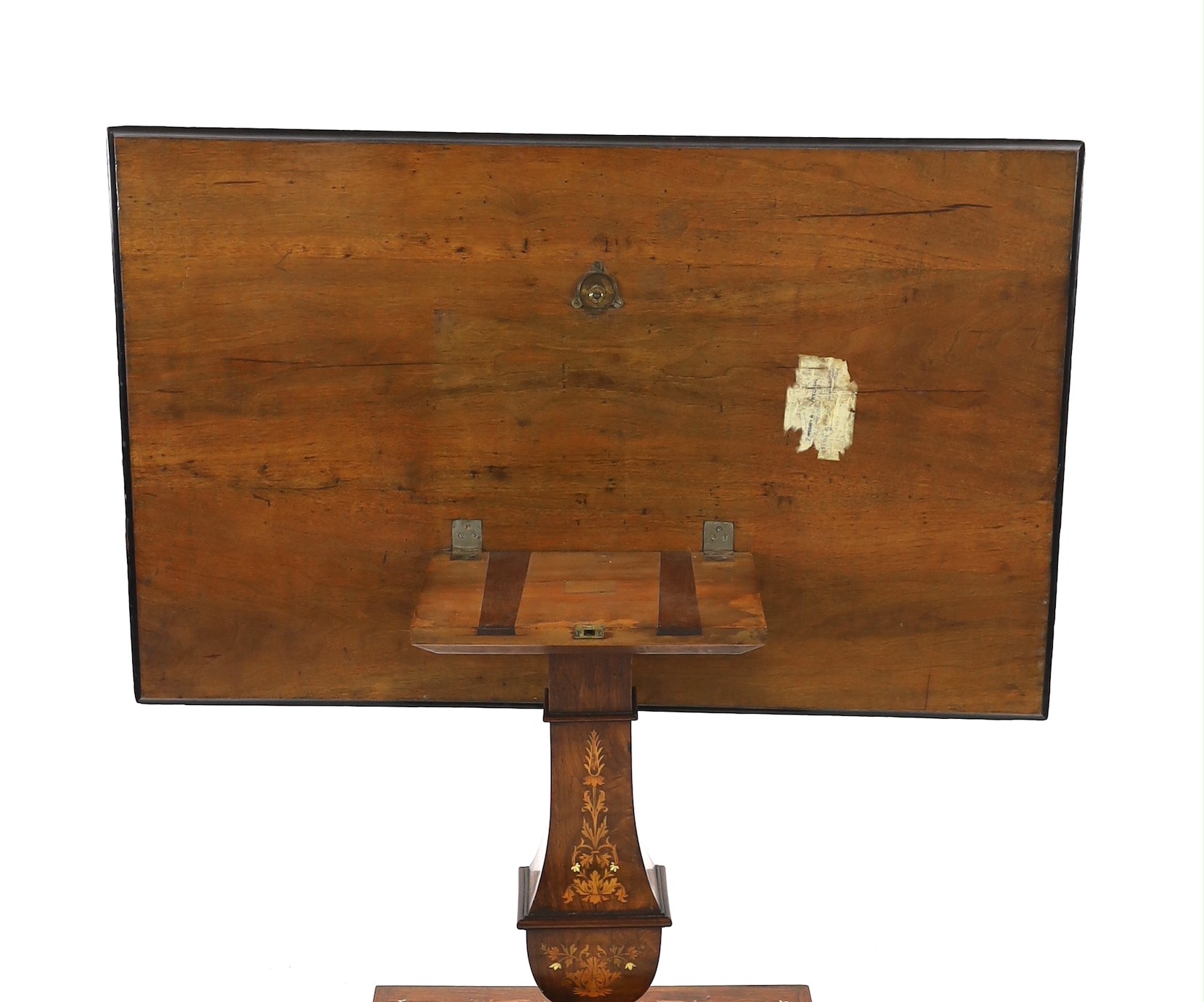 A 19th century Dutch walnut and marquetry tilt top centre table 117 x 72cm. Height 78cm.